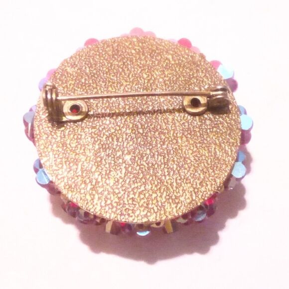 Vintage Red Aurora Borealis Bead Cluster Statement Brooch - Picture 4 of 4